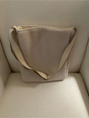 Nuxe Paris Cream Sherpa Crossbody Shoulder Bag